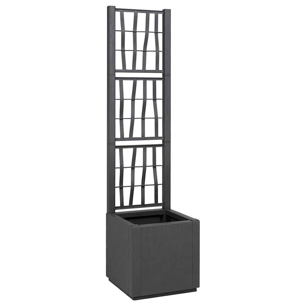 Jardinière haute avec treillis polypropylène pour plantes grimpantes anthracite