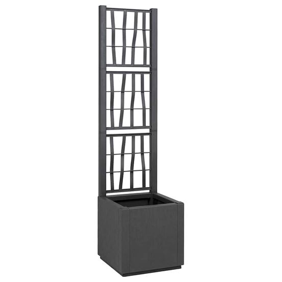 Jardinière haute avec treillis polypropylène pour plantes grimpantes anthracite