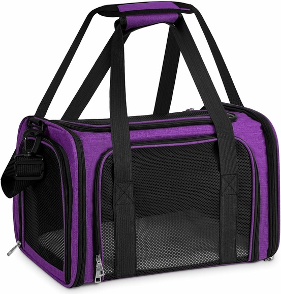 Sac de transport confortable et respirant pour petits animaux violet l