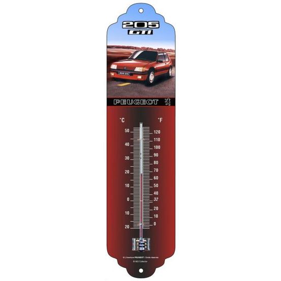 Thermomètre en métal pub 28 x 6.5 cm peugeot 205 gti