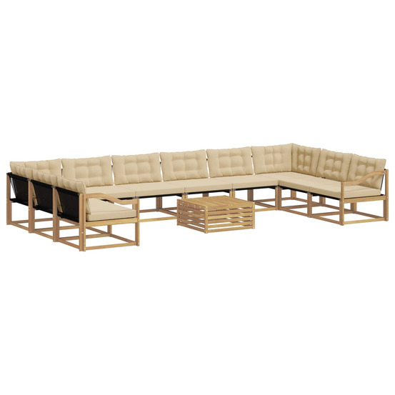 Ensemble de canapés d'extérieur 11 pcs blanc et beige