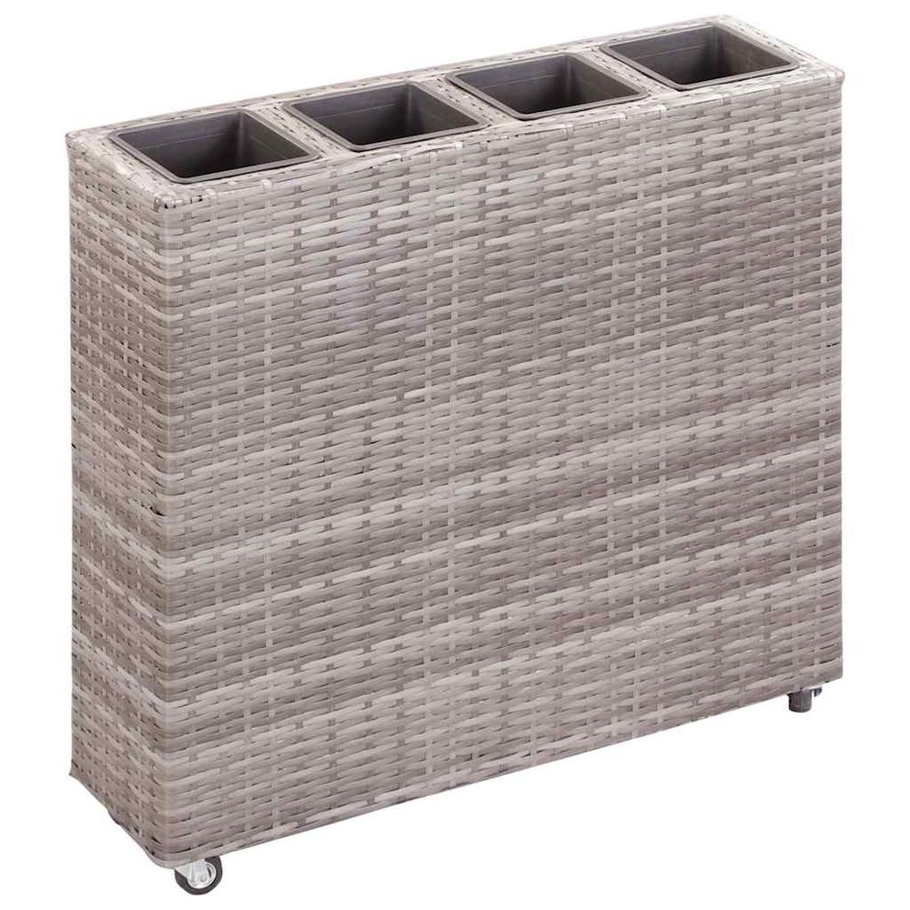 Lit surélevé de jardin à 4 pots 80x22x79 cm résine tressée gris