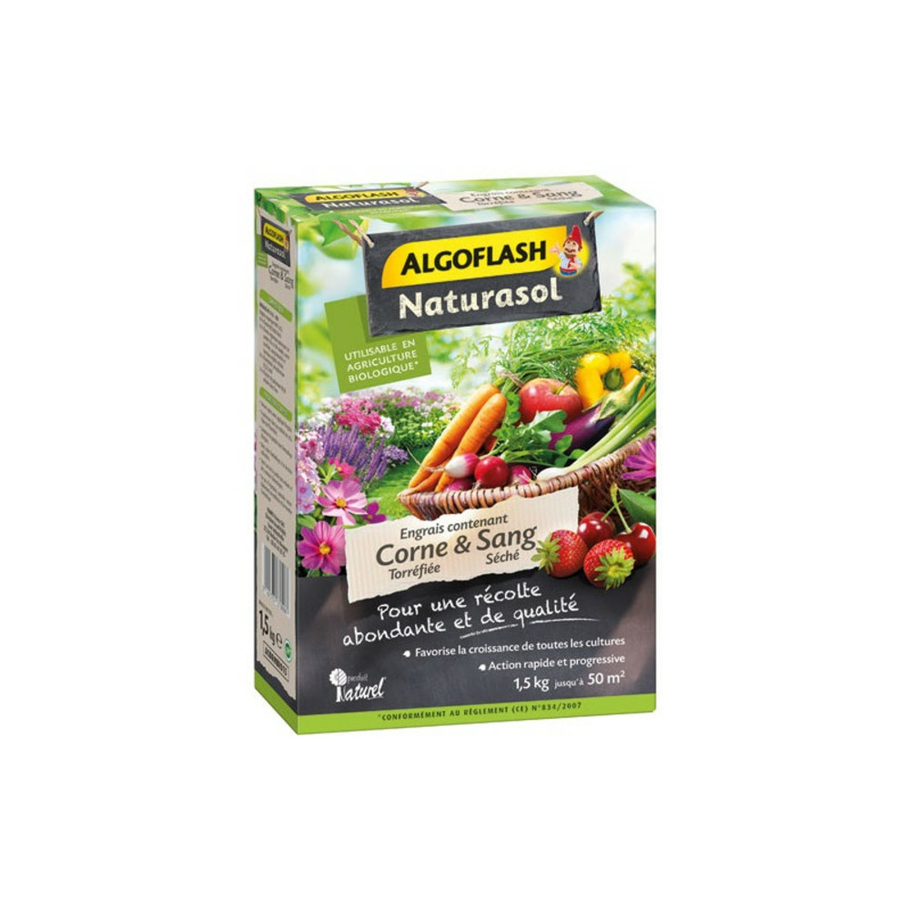 Algoflash naturasol - engrais corne torréfiée et sang séché 1. 5kg