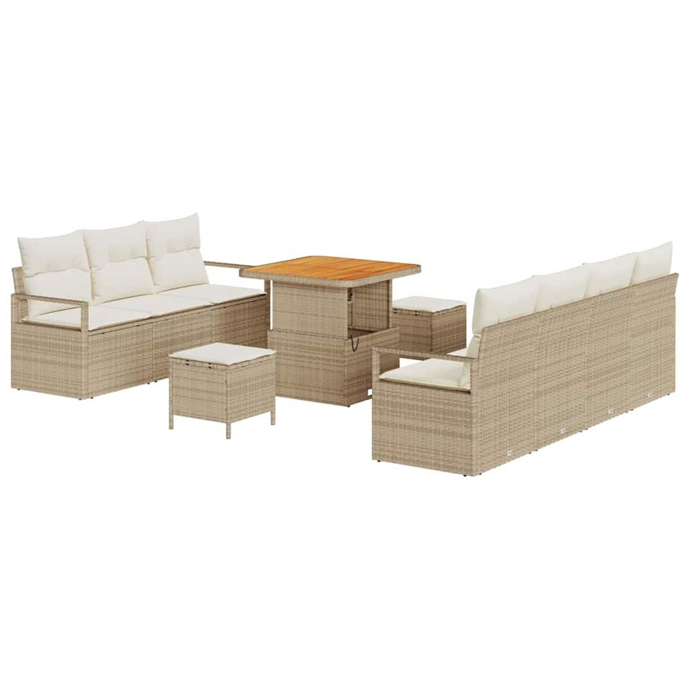 Ensemble de canapé de jardin 10 pc beige polyrotin