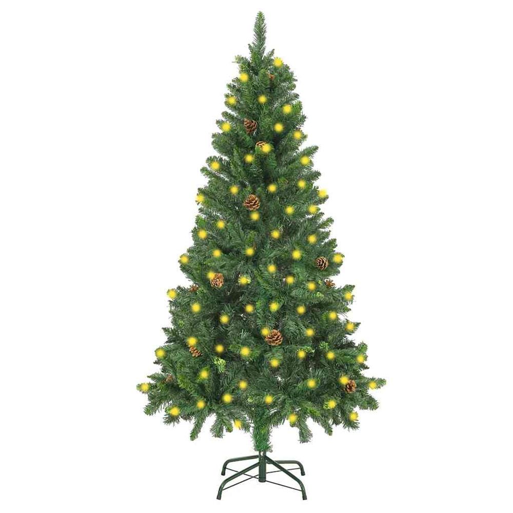 Arbre de noël artificiel pré-éclairé pommes de pin vert 150 cm
