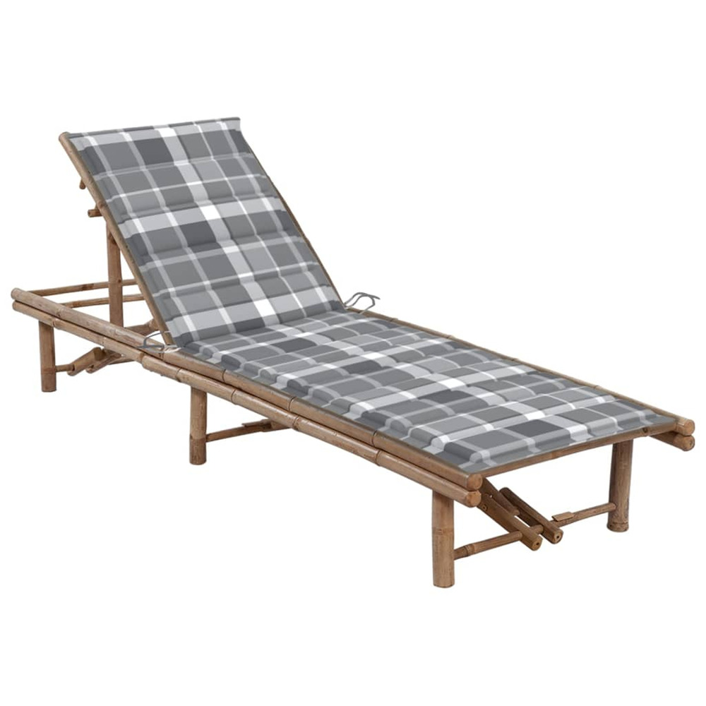 Chaise longue de jardin avec coussin bambou bain de soleil
