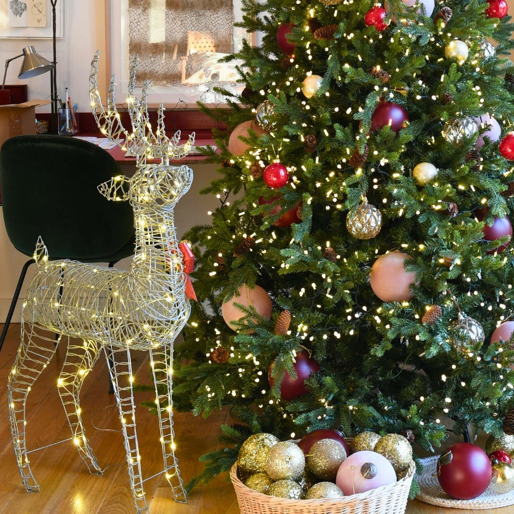 Renne led décor lumineux blanc chaud 64x120 cm – motif design noël intérieur et extérieur