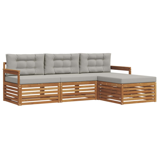 Ensemble de canapés d'extérieur 4 pcs gris naturel et clair