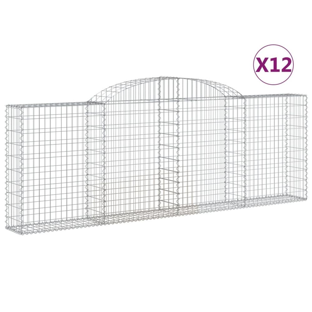 Paniers à gabions arqués 12 pcs 300x30x100/120 cm fer galvanisé