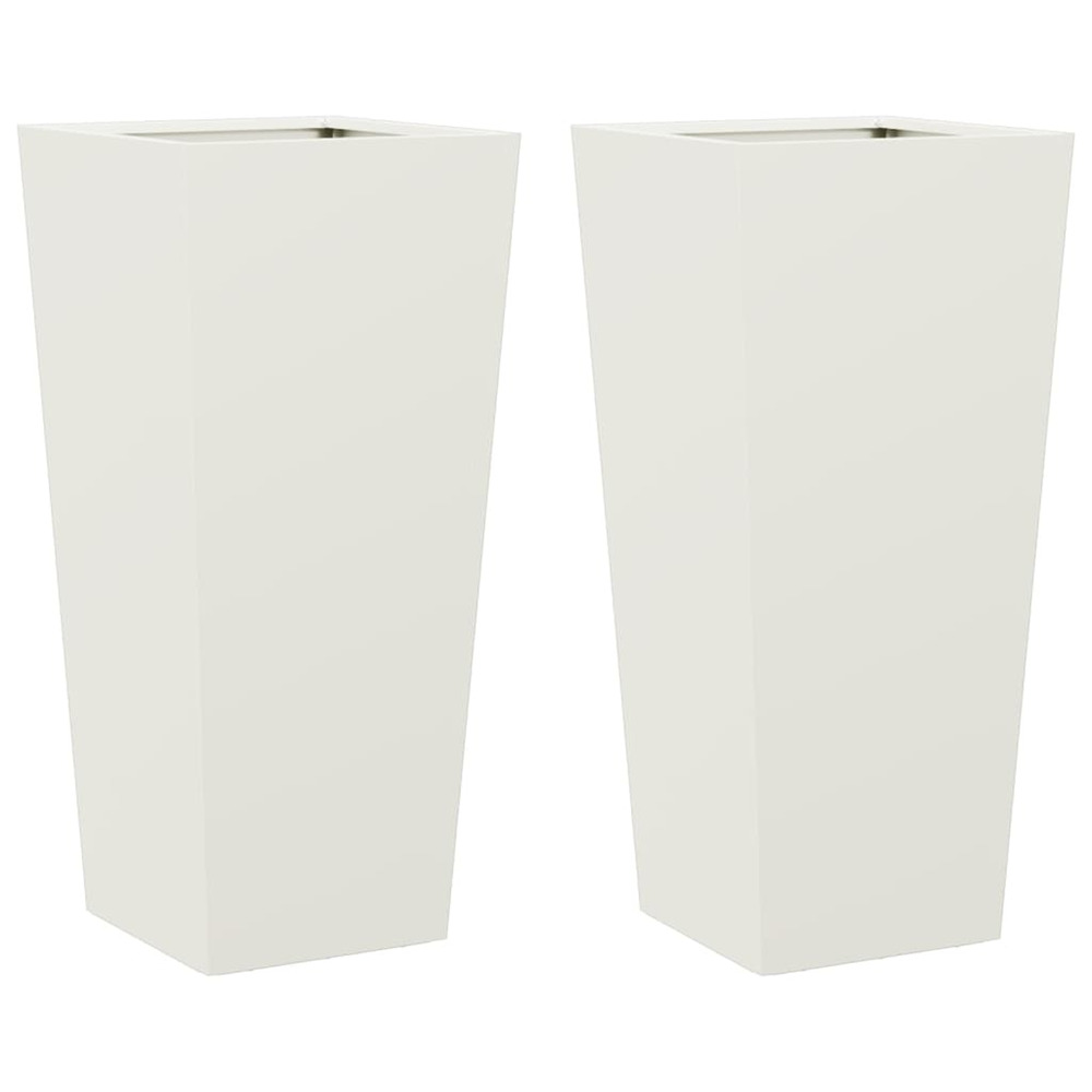 Jardinière d'extérieurs 2 pcs blanc 35x35x75 cm acier
