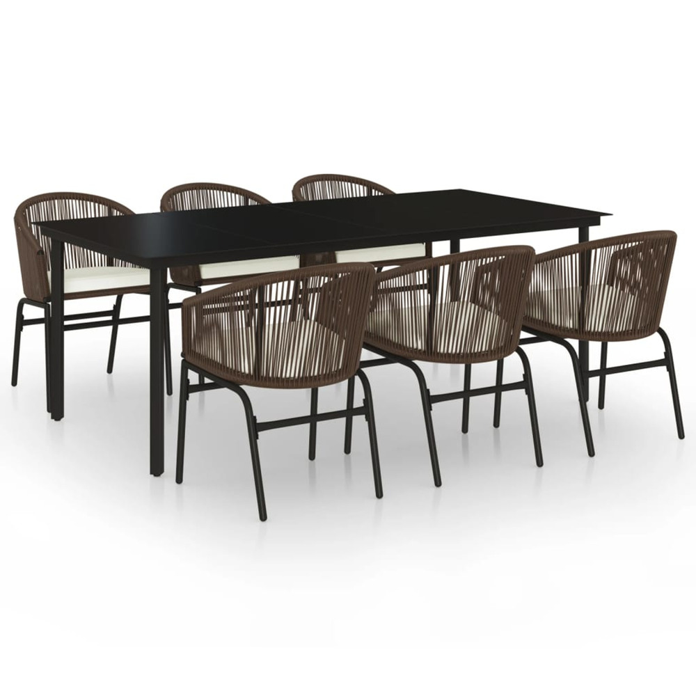 Ensemble à manger de jardin 7 pcs marron