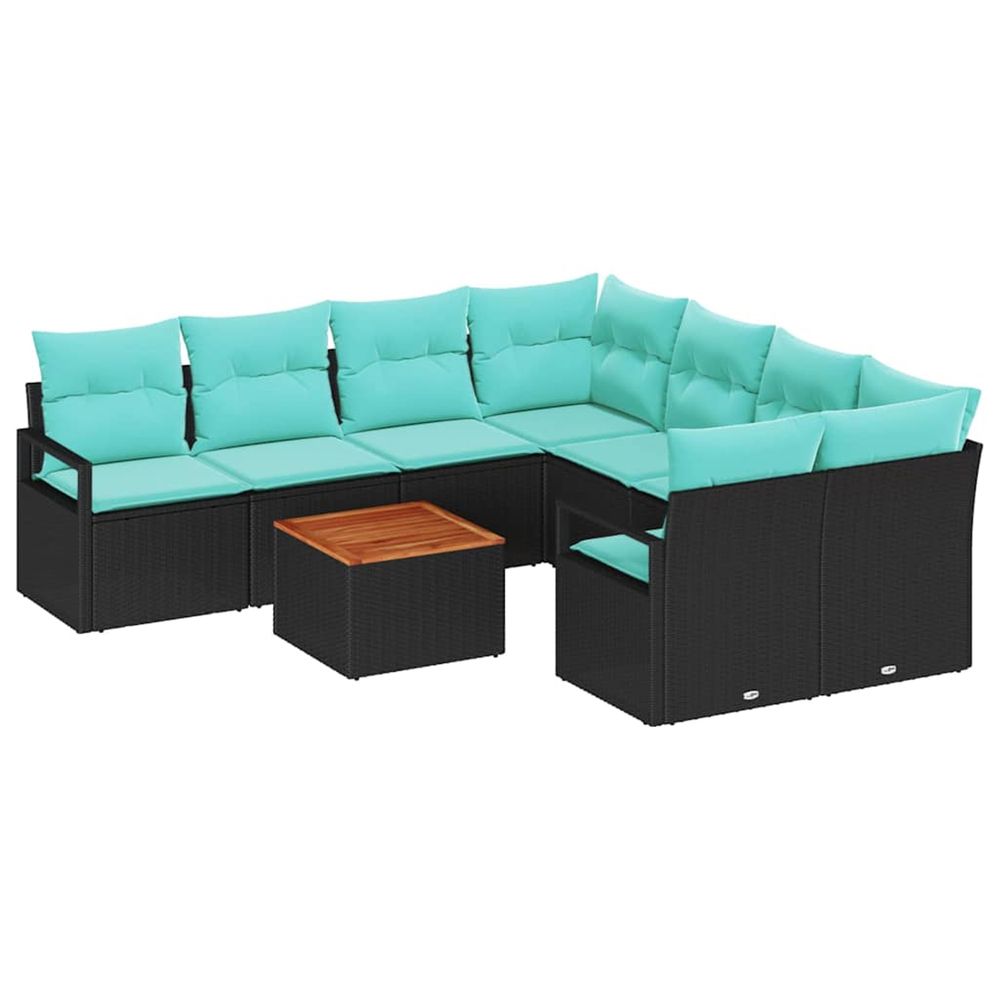 Ensemble de canapé de jardin 9 pc noir polyrotin