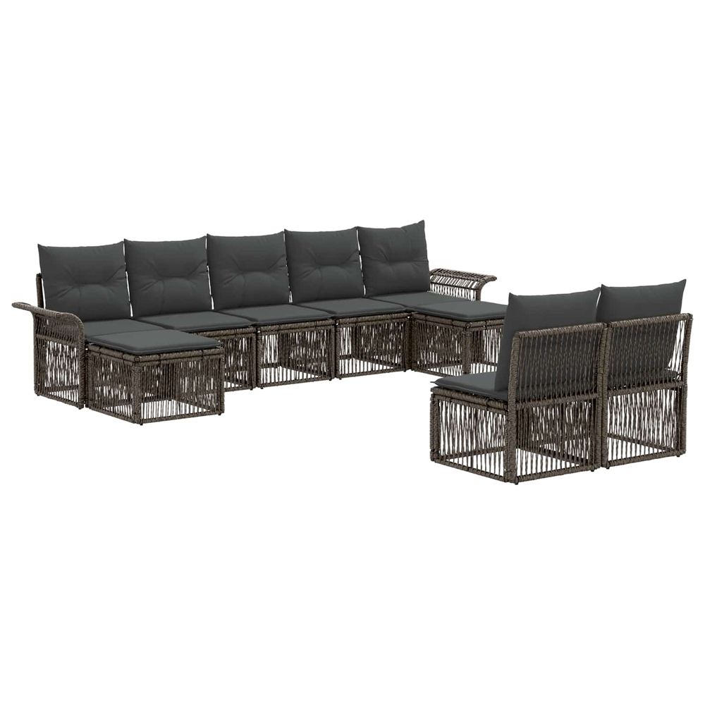 Ensemble de canapé de jardin 9 pc gris polyrotin