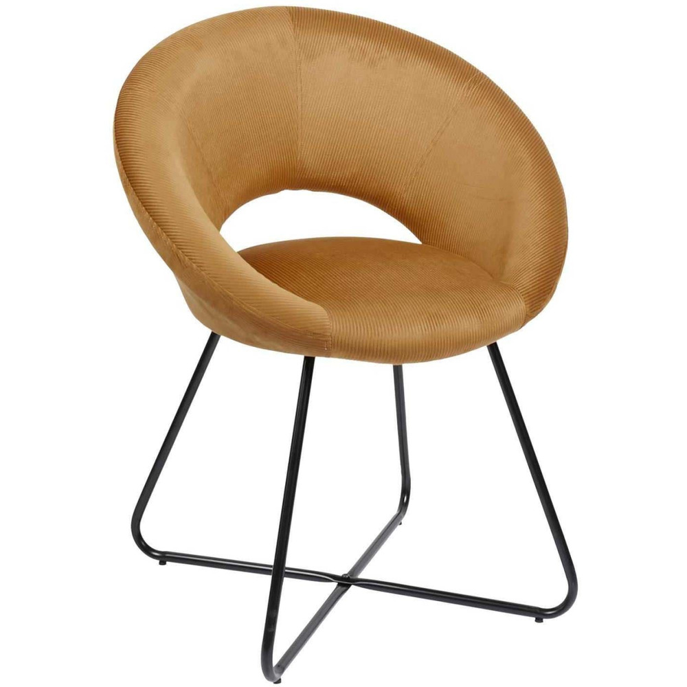 Fauteuil rond en velours cotelé giulia jaune