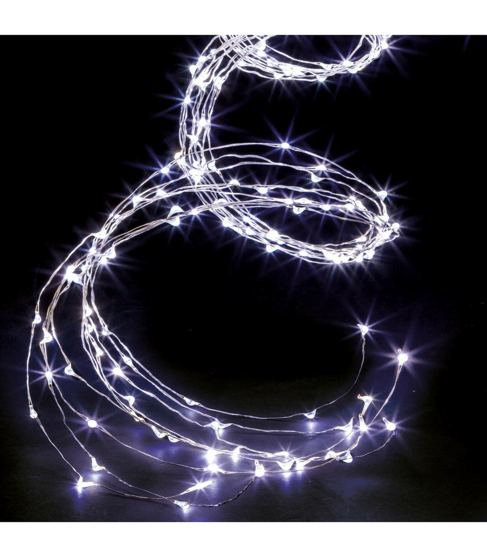 Guirlande lumineuse extérieur cascade 600 microled blanc froid 8 jeux de lumière