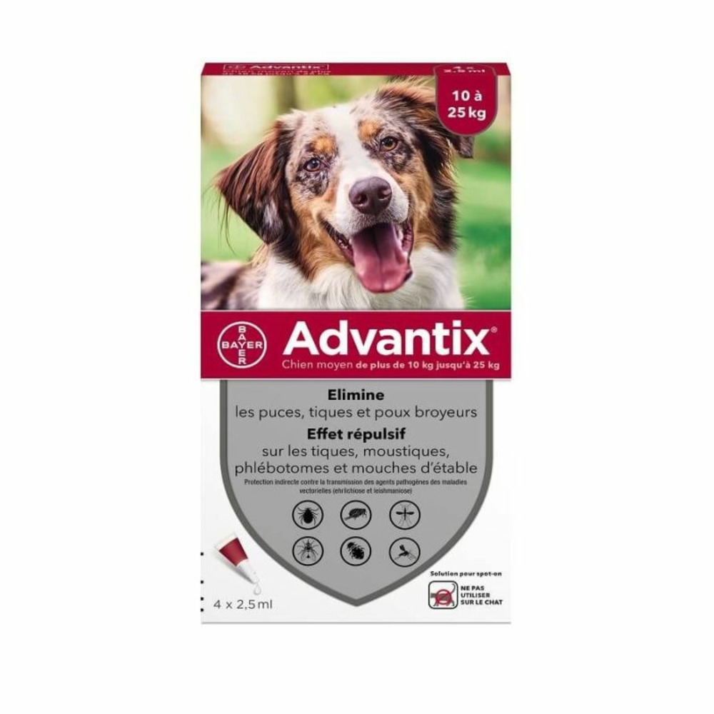 Pipettes antiparasitaire chien advantix 2,5 ml (10-25 kg) - bayer 24 pipettes