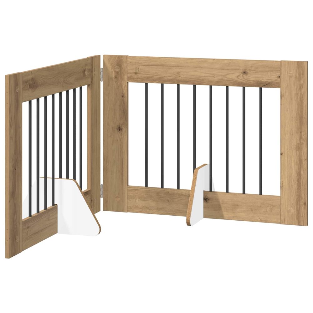 Porte de chien pliable avec supports 2 pc chêne artisanal