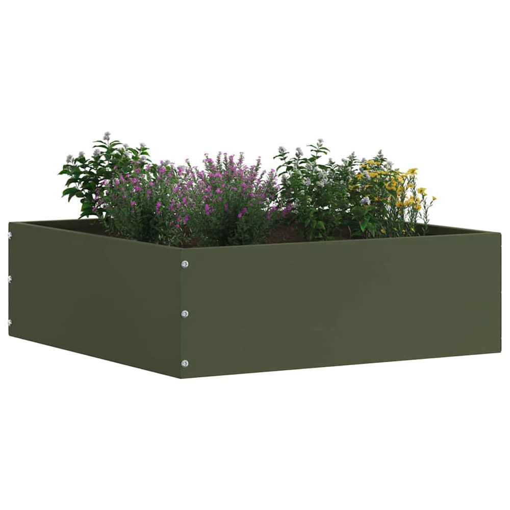 Bordure de pelouse 40 x 40 x 13 cm acier vert olive