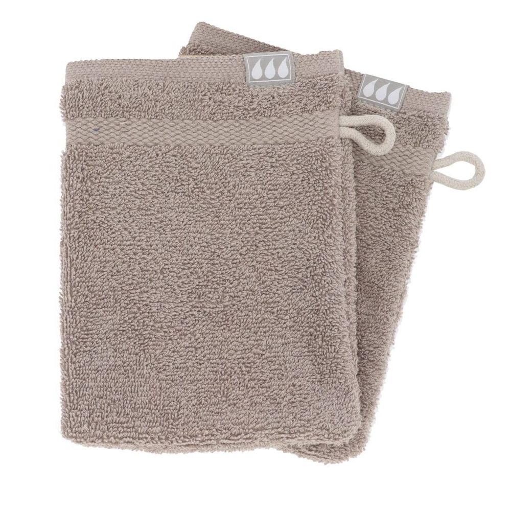 Set de 2 gants de toilette 15x21 cm 100% coton - taupe