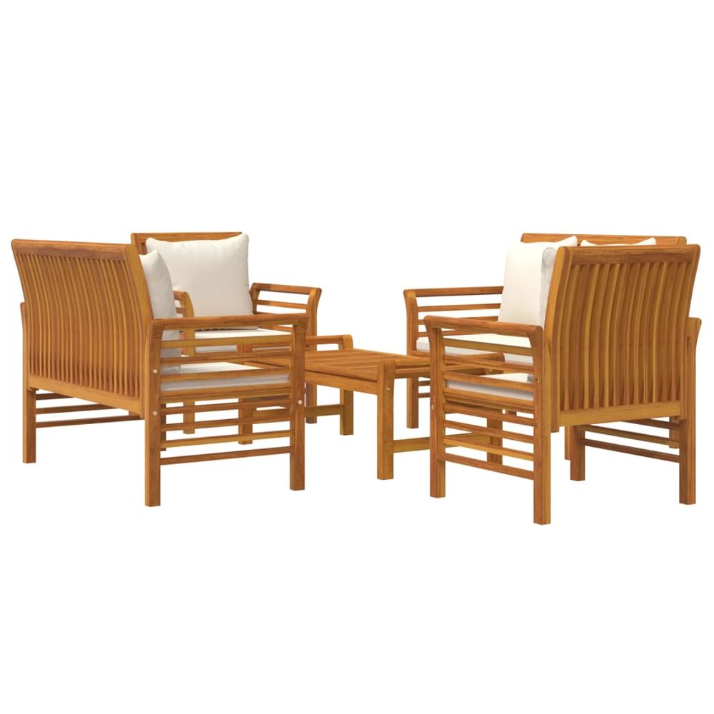 Salon de jardin meuble d'extérieur ensemble de mobilier 5 pièces avec coussins bois massif d'acacia