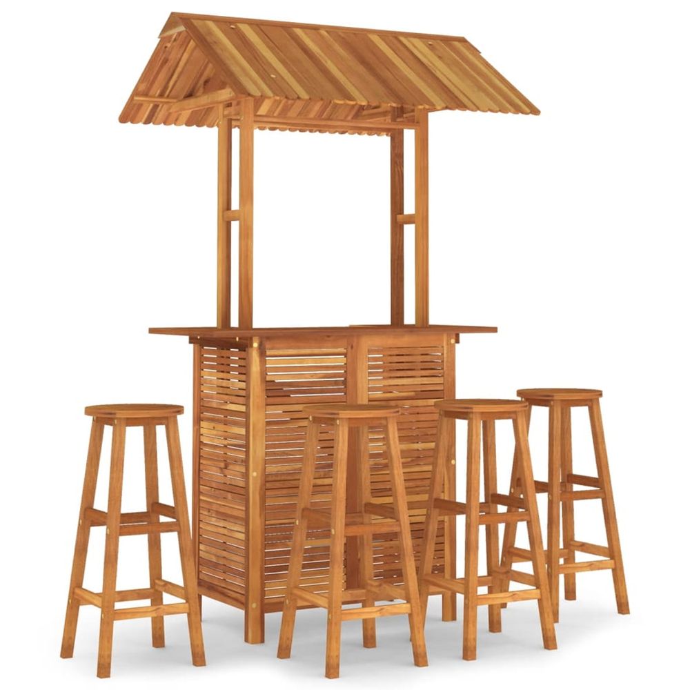Ensemble de bar de jardin 5 pcs bois d'acacia solide
