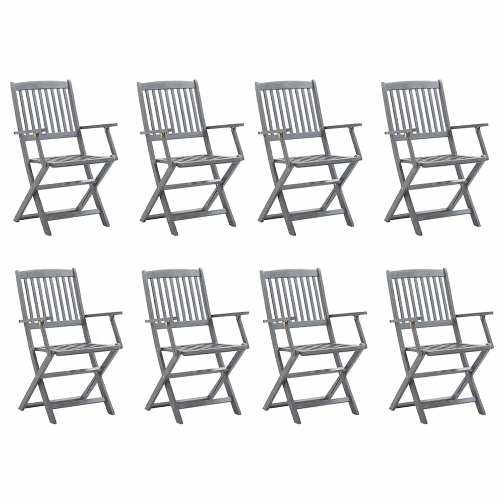 Chaises pliables d'extérieur lot de 8 et coussins bois d'acacia