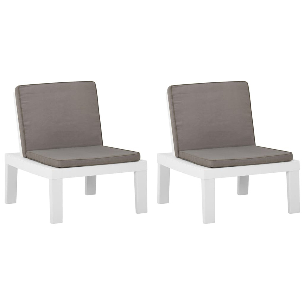 Chaises de salon de jardin et coussins lot de 2 plastique blanc