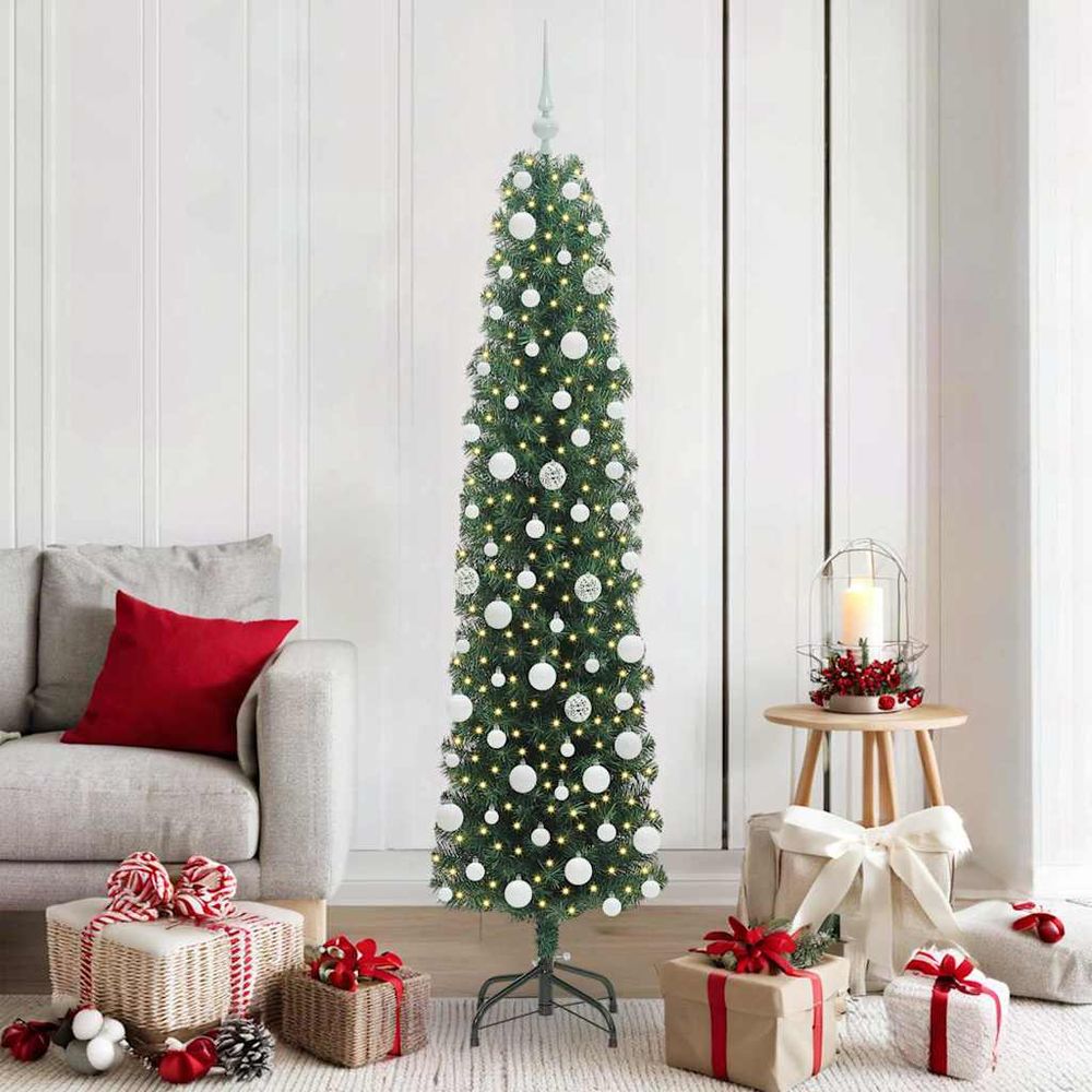 Sapin artificiel vert 180 cm avec 300 led, kit tout inclus pour une déco de noël facile