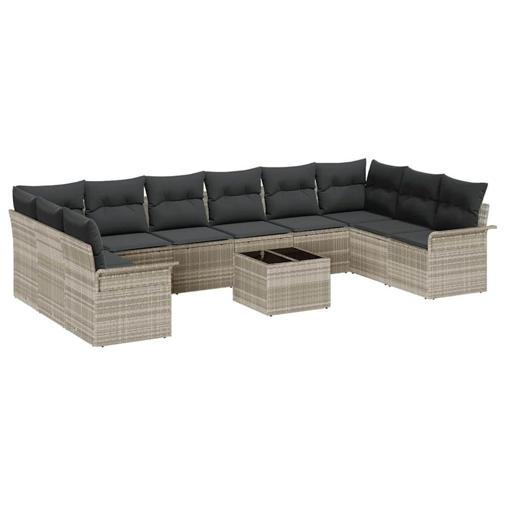 Ensemble de canapé de jardin 11 pc gris polyrotin
