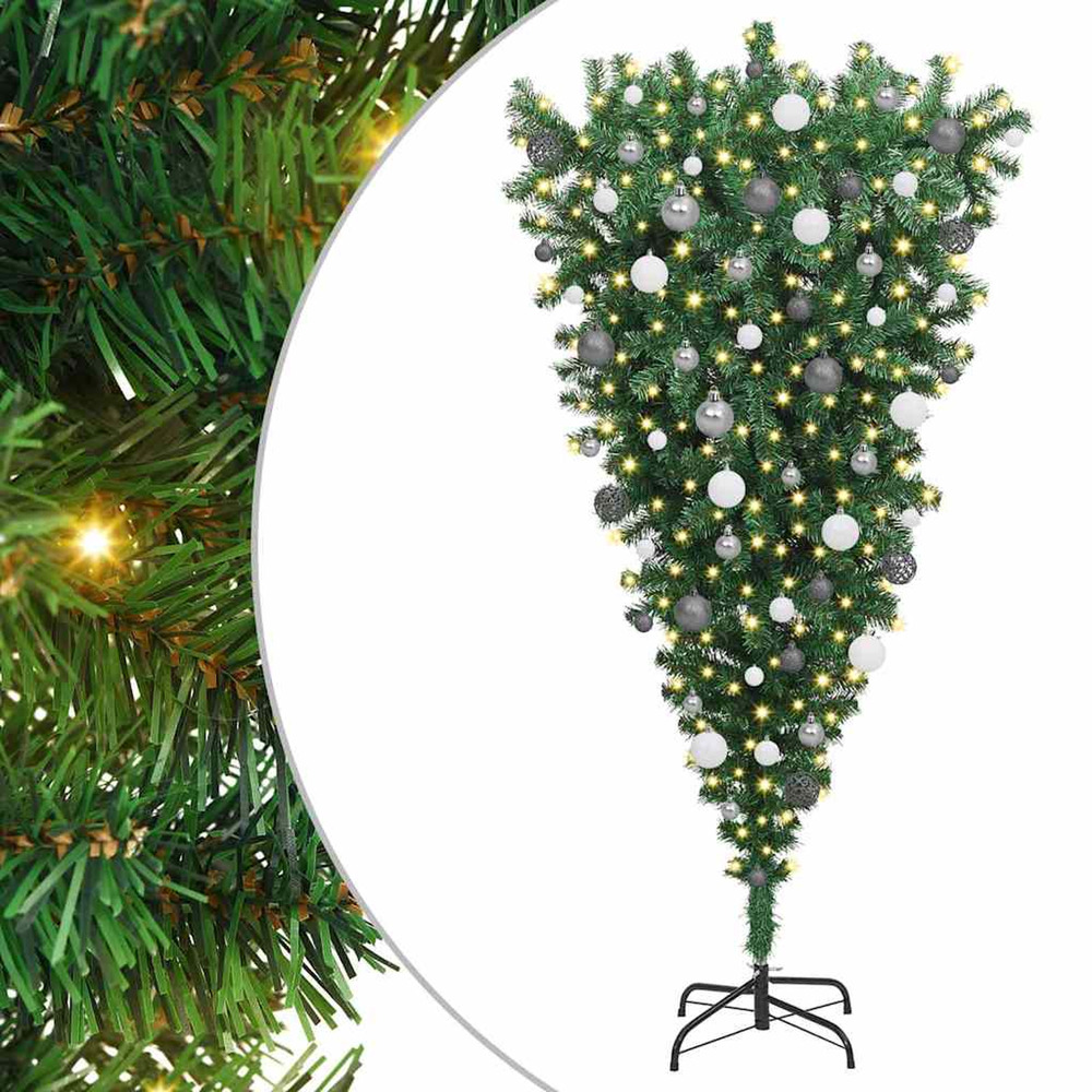 Sapins de noël artificiels pré-éclairés à l'envers avec ensemble de boules