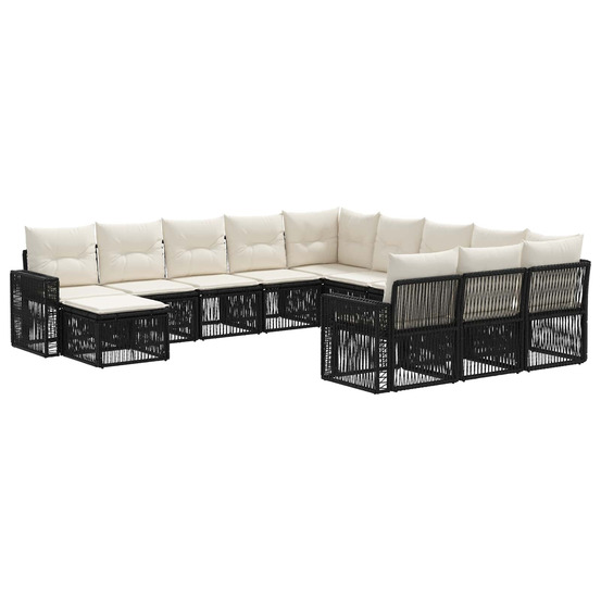 Ensemble de canapé de jardin 12 pcs noir et blanc crème