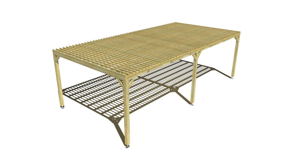Pergola bois • 8m x 4m • indépendante • sens largeur • lattage bois • livraison comprise