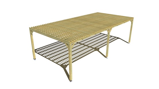 Pergola bois • 8m x 4m • indépendante • sens largeur • lattage bois • livraison comprise