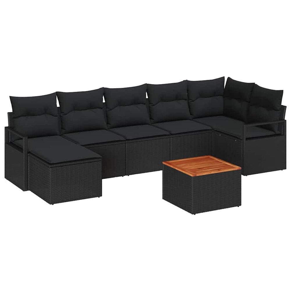 Ensemble de canapé de jardin 8 pc noir polyrotin