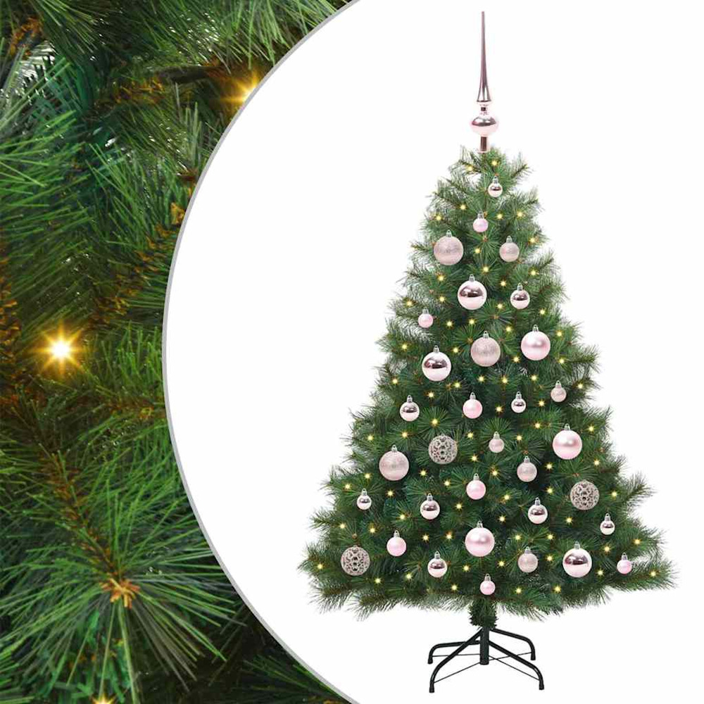 Sapin de noël artificiel avec 150 led vert 120 cm pe et pvc