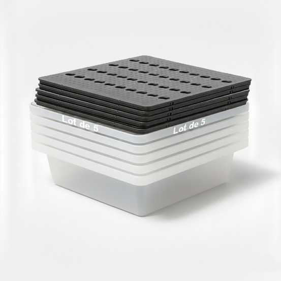 Bac de rétention 30l empilable avec caillebotis- lot de 5