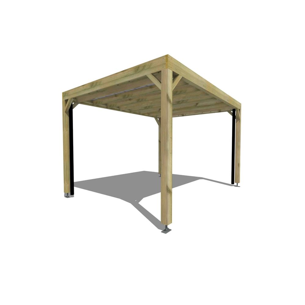 Carport bois autoportant 12 m² • 4 x 3 m • hauteur de passage 2,37 m • sens profondeur • livraison comprise