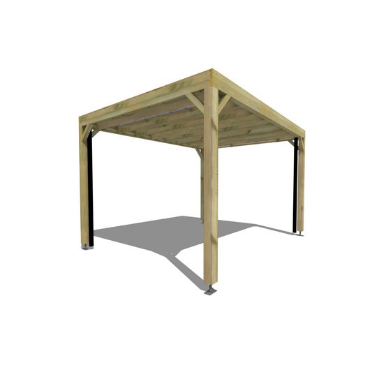 Carport bois autoportant 12 m² • 4 x 3 m • hauteur de passage 2,37 m • sens profondeur • livraison comprise