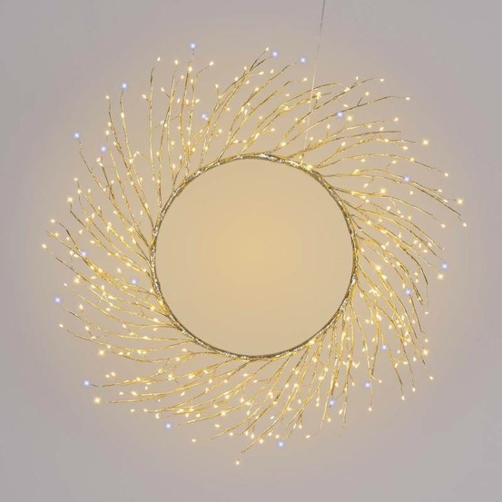 Couronne lumineuse de noël 350 micro led blanc chaud et froid scintillante tiglio ø75cm