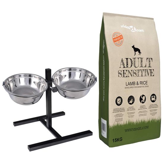 Support de nourriture et bol avec nourriture pour chien