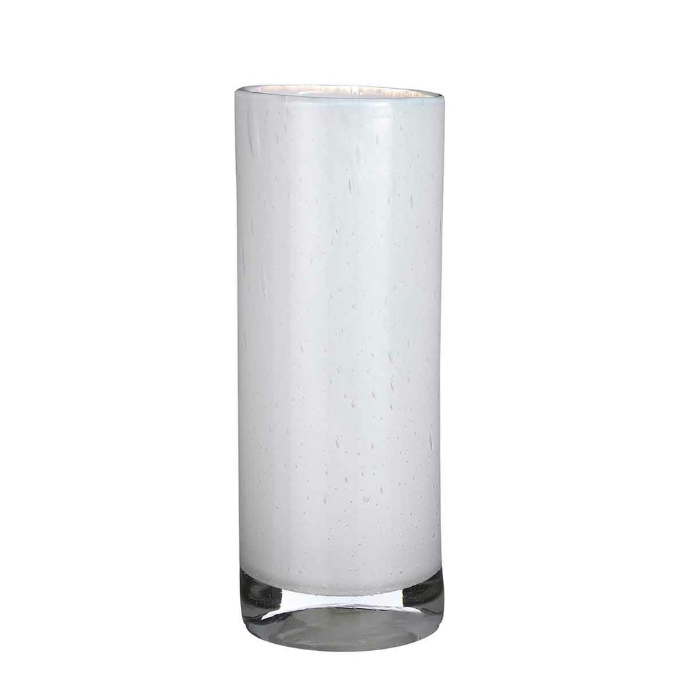 Mica decorations vase estelle - 11.5x11.5x31 cm - verre - blanc