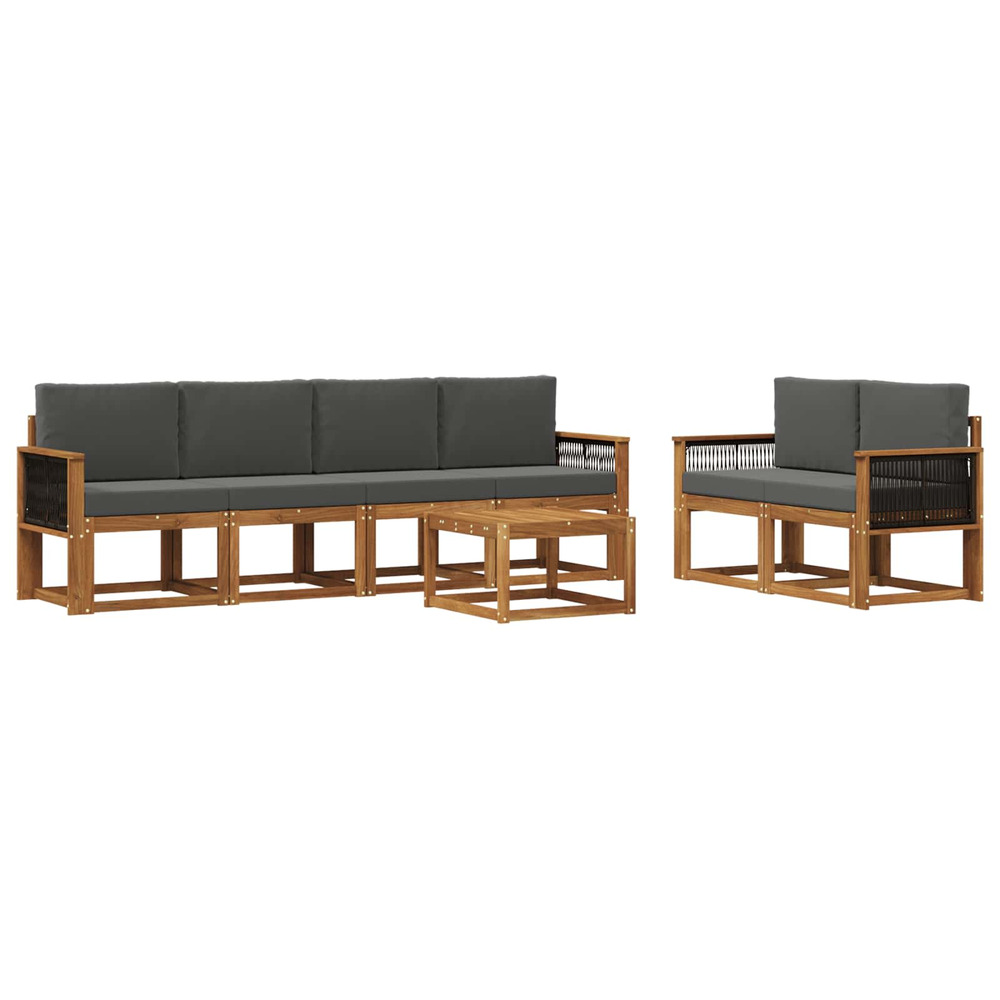 Ensemble de canapés d'extérieur 6 pcs naturel et anthracite
