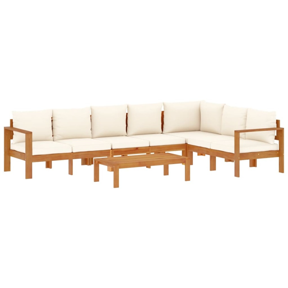 Salon de jardin avec coussins 5 pcs bois d'acacia solide
