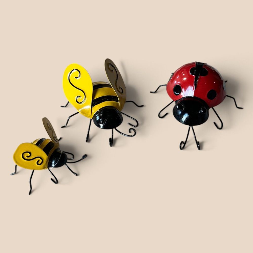 Ensemble 3 insectes abeilles coccinelles murales 13x7x15cm