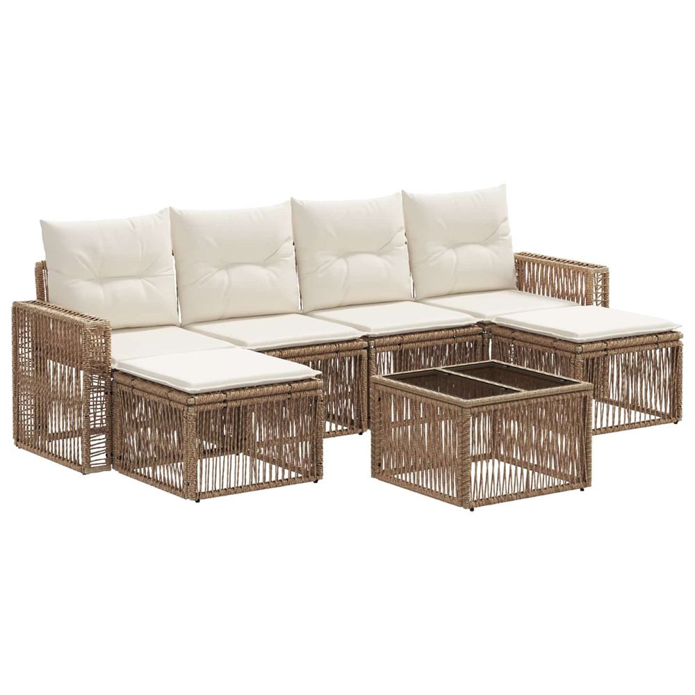 Ensemble de canapé de jardin 7 pcs beige et blanc crème