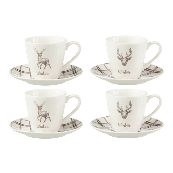 Lot de 4 tasses à thé & sous-tasses