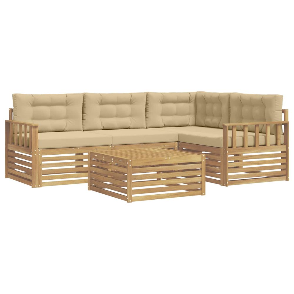 Ensemble de canapés d'extérieur 6 pc blanc et beige polyester
