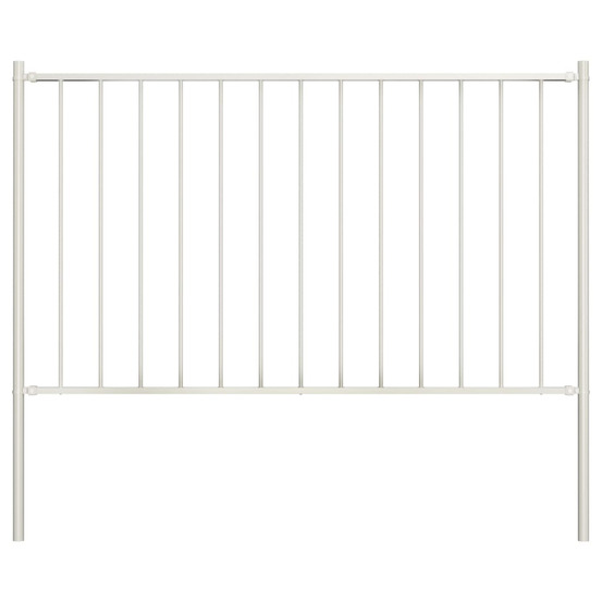 Panneau de clôture avec poteaux en acier thermolaqué 1,81 x 1,25 m blanc