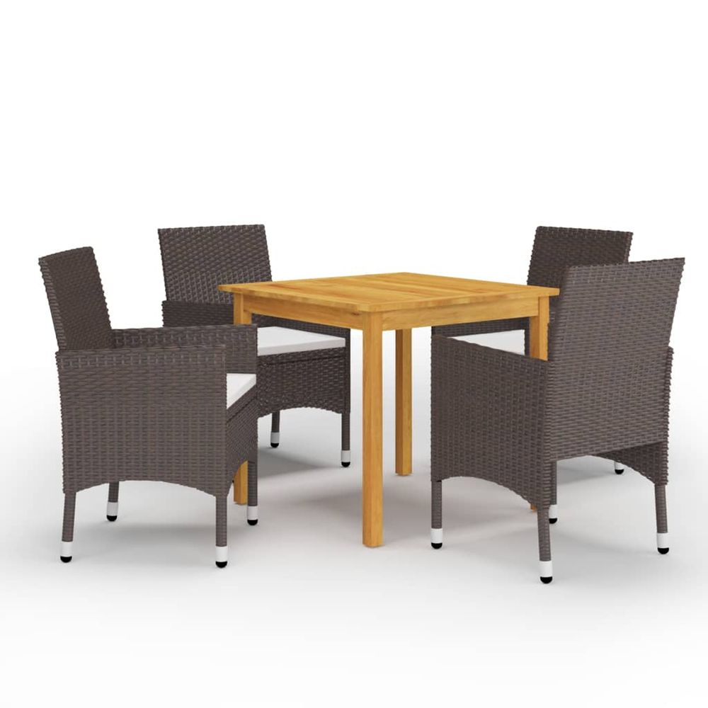 Ensemble à manger de jardin 5 pcs marron