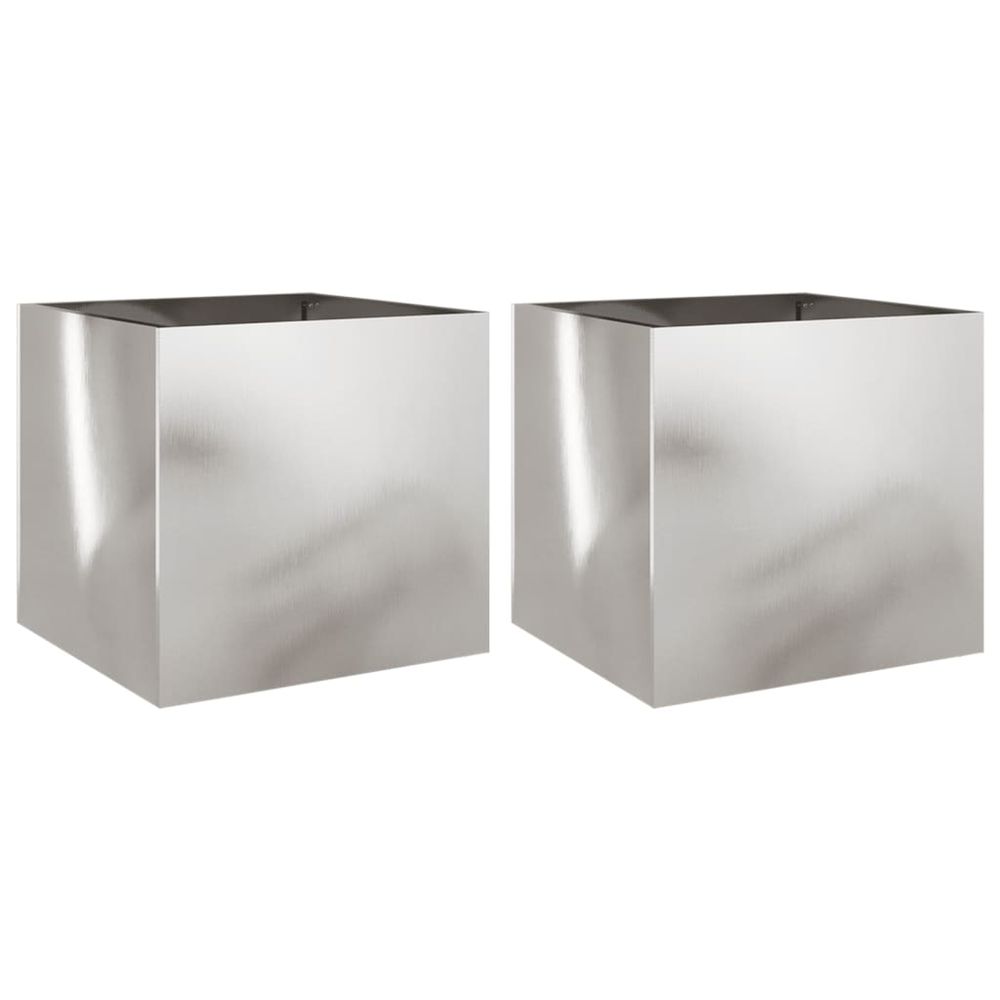 Jardinière d'extérieurs 2 pcs argenté 42x40x39 cm acier inoxydable